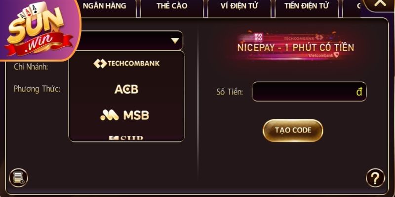 Giới thiệu nạp tiền Sunwin qua Nicepay
